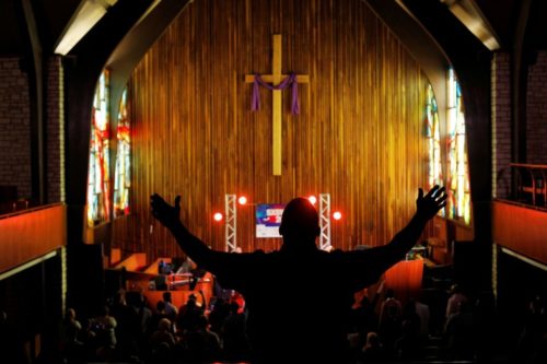 Audience members at a Christian performance at South by Southwest (Brian Snyder / Reuters)